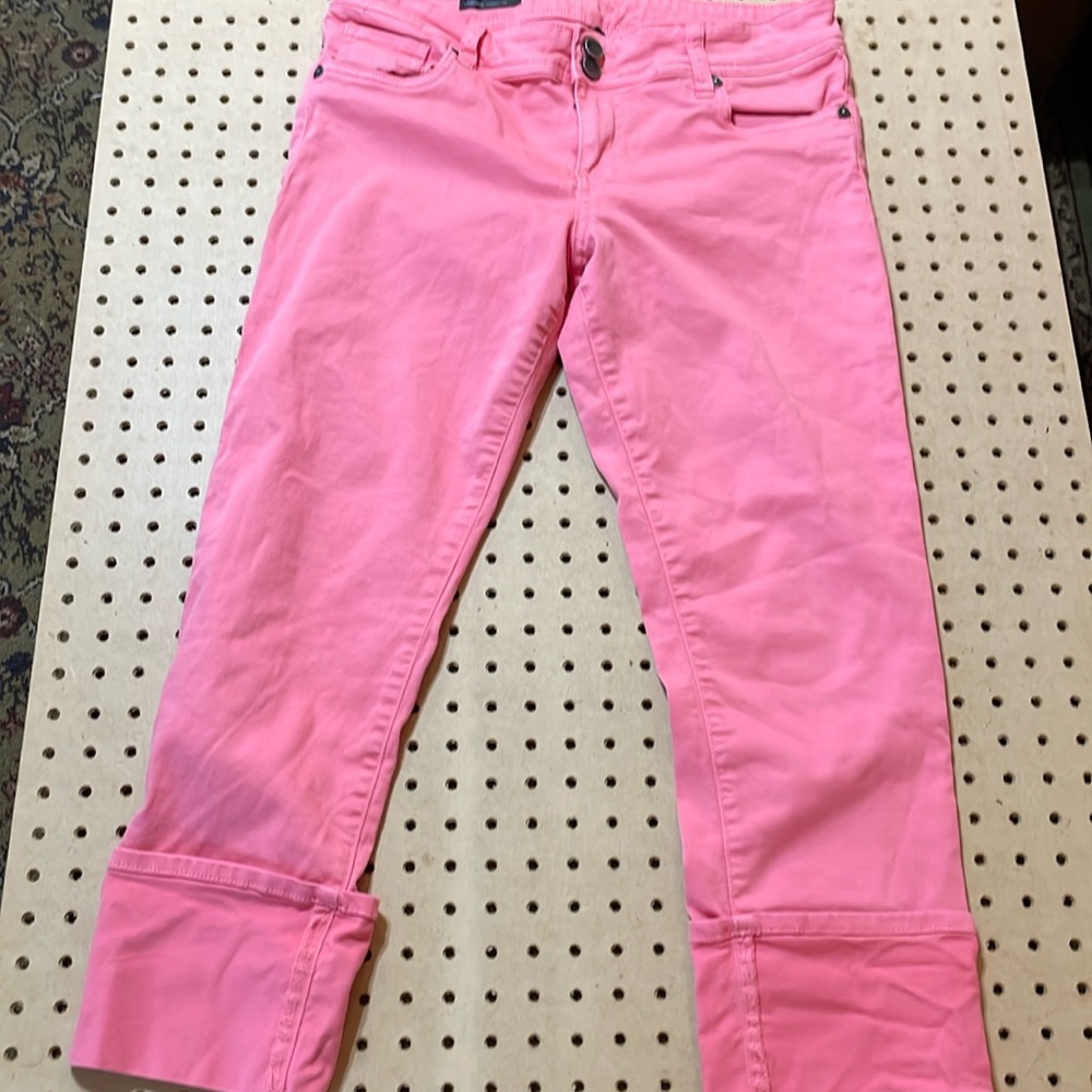Kut From the Kloth Cameron Straight Leg Jean Pants Cuffed Pink Size 8